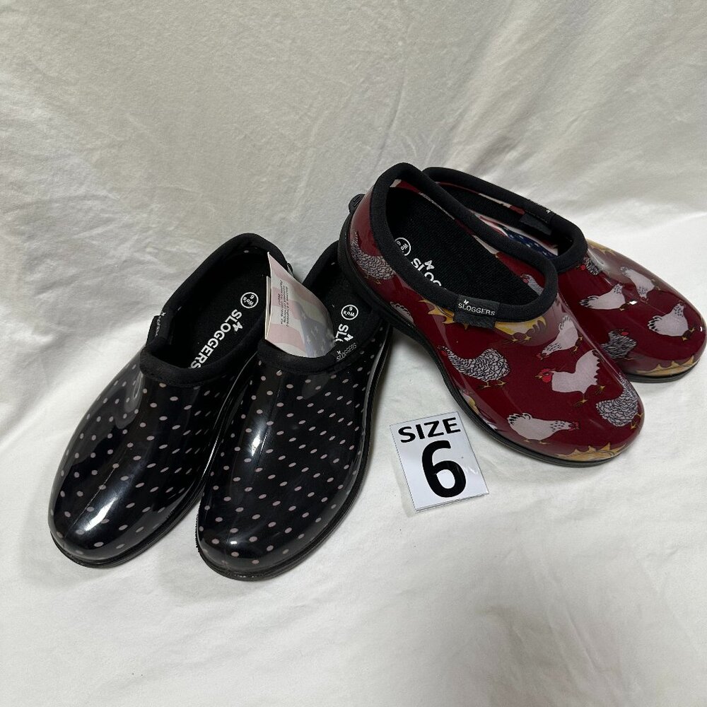 Two for One Price!!! Sloggers Waterproof Rain Shoes - Red Chicken & Polka Dot.